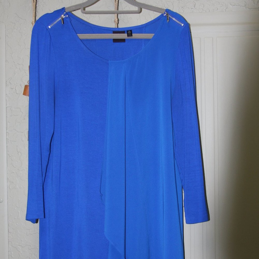 Royal blue tunic top with zipper detail